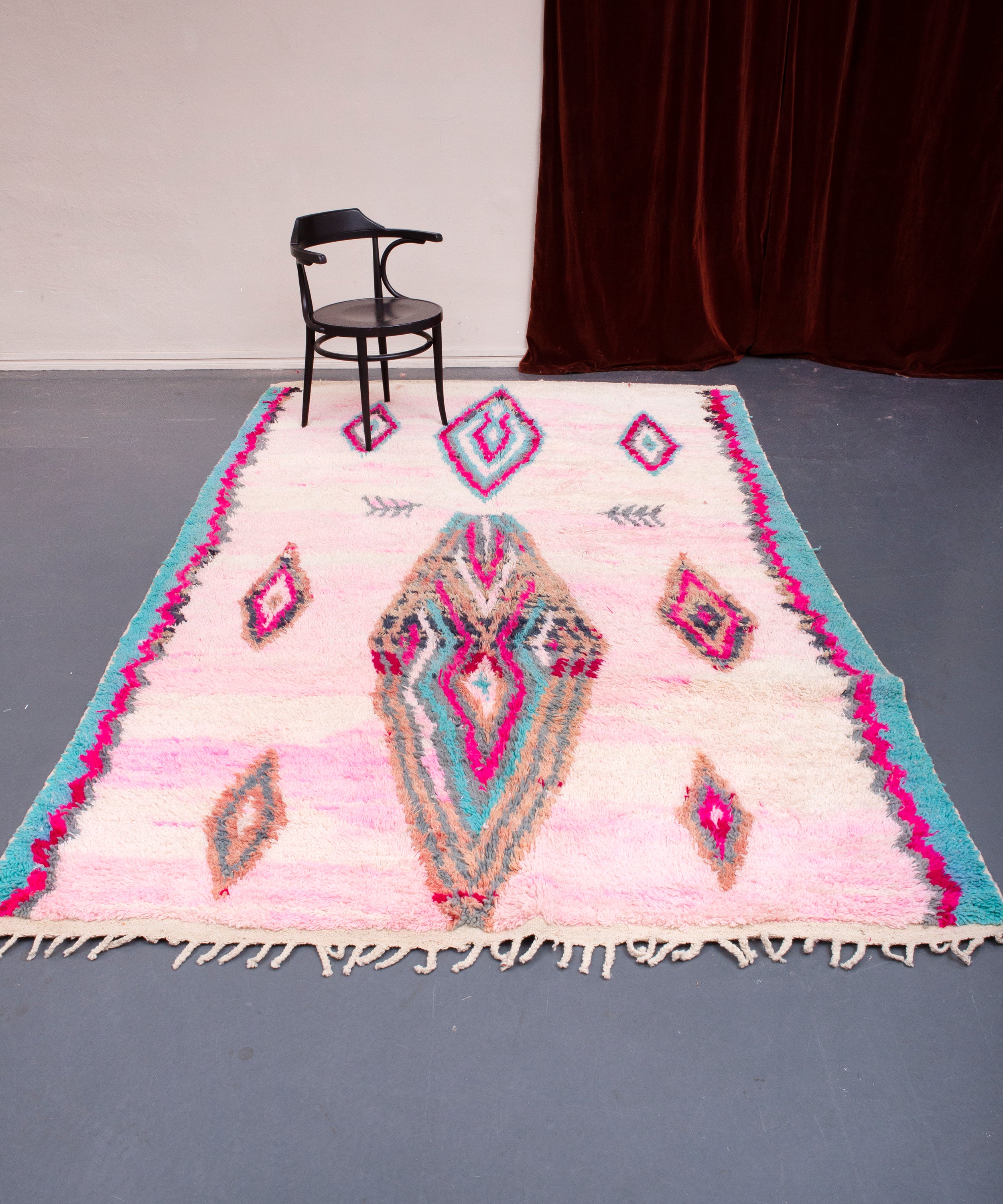 Modern designer handcrafted Berber rug from morocco Boujad with beautiful colors and patterns